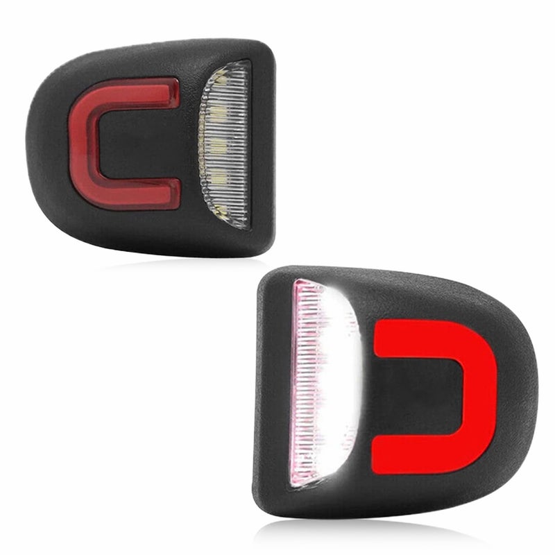 LESAUCE Red Ushaped LED License Plate Lights Tag Lamp Assembly Replacement for Chevy Silverado 1500 2500 3500 Suburban Tahoe GMC Sierra Yukon XL 6000K White Pack of 2