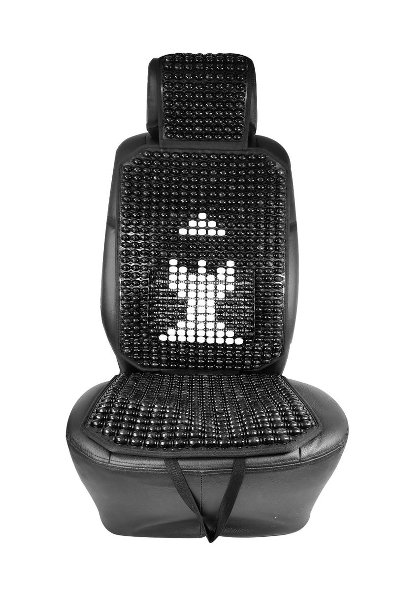 Wooden Beaded Car Seat Cushion Universal Fit for All Vehicles with Back Support Headrest Cover Easy Installation Durable String Design Ventilated Cooling Massage Comfort for Long Drives Trucks Vans Sedans SUVs - Image 1