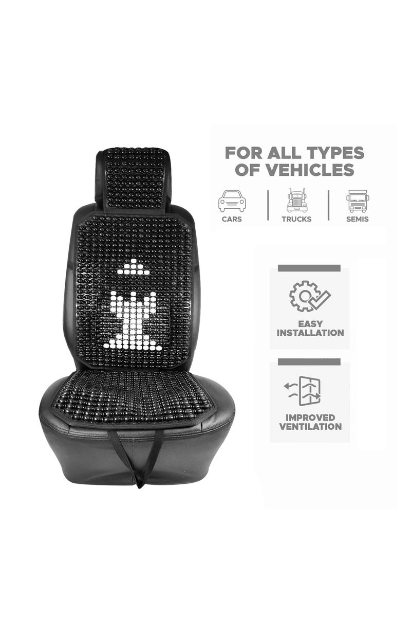 Wooden Beaded Car Seat Cushion Universal Fit for All Vehicles with Back Support Headrest Cover Easy Installation Durable String Design Ventilated Cooling Massage Comfort for Long Drives Trucks Vans Sedans SUVs - Image 4