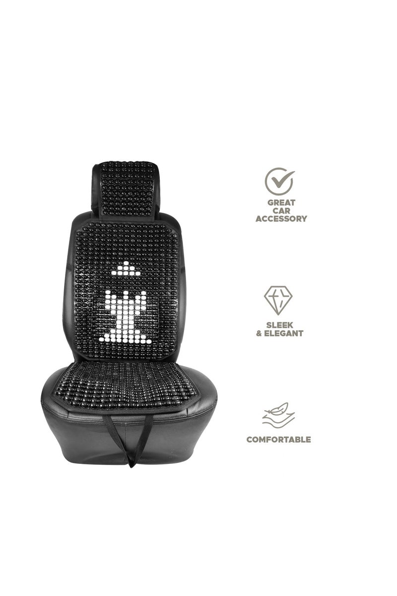 Wooden Beaded Car Seat Cushion Universal Fit for All Vehicles with Back Support Headrest Cover Easy Installation Durable String Design Ventilated Cooling Massage Comfort for Long Drives Trucks Vans Sedans SUVs - Image 5