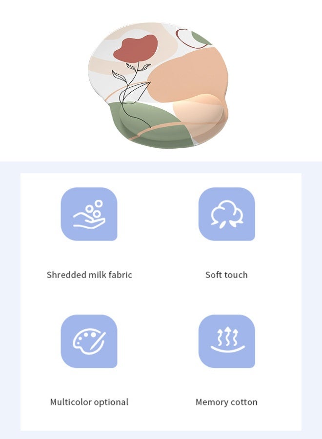 Mouse Pad with Wrist Rest, Comfortable Computer Mousepad with Gel Wrist Support Smooth Surface and Non-Slip PU Base for Pain Relief, Laptop, Office & Home (Flower) - Image 2