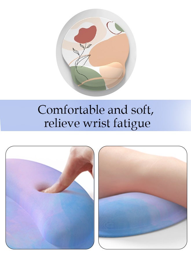 Mouse Pad with Wrist Rest, Comfortable Computer Mousepad with Gel Wrist Support Smooth Surface and Non-Slip PU Base for Pain Relief, Laptop, Office & Home (Flower) - Image 3
