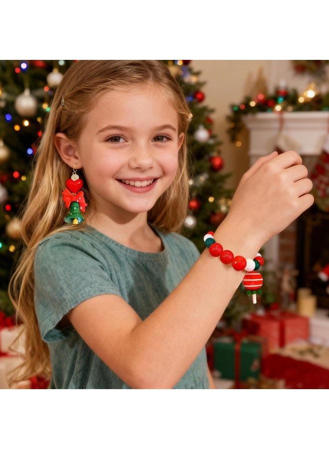 TAPIT Children Christmas Hair Accessory and Bracelet Set, Holiday Headband, Earrings, Beaded Bracelet Gift, Children's Christmas Gift - Image 4