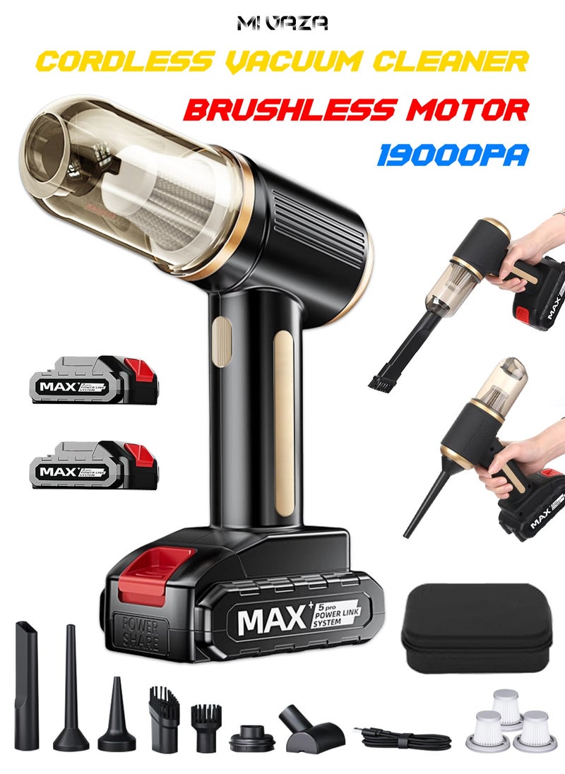 Mi VAZA Car Vacuum CleanerCar Cordless  Vacuum Cleaner - Brushless Motor  - 19000Pa Portable Electric Broom - Comes With Storage Bag and Two Batteries - Air Blow - Inflator - Handheld Vacuum Cleaner -  Suitable for Home, Office, Kitchen, Outdoor  - Image 1