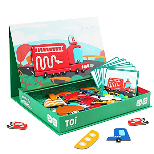 Toi Kids Magnet Toys Magnetic Jigsaw Puzzle Boxes with Game Board for Kids Ages 38 Portable Travel Game Transport - Image 1