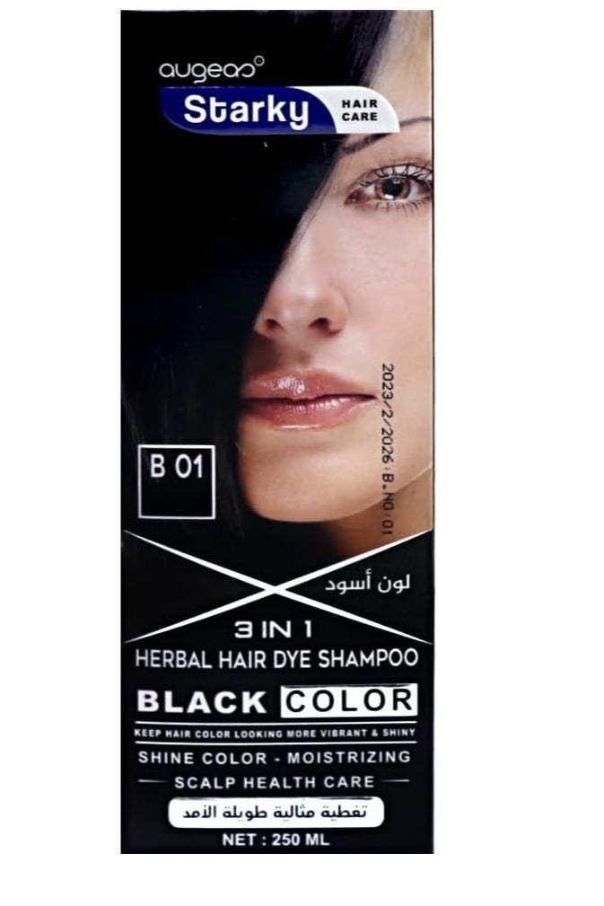 Starky HERBAL HAIR COLOR SHAMPOO BLACK COLOR - B01 - 250ML