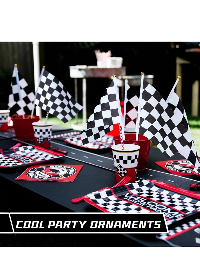 SOLARAE 60PCS Black and White Checkered Flags - Durable Polyester Handheld Flags with Plastic Sticks for Racing Events, Race Car Parties, and Sports Activities. Perfect for Celebrations and Competitions! - Image 5