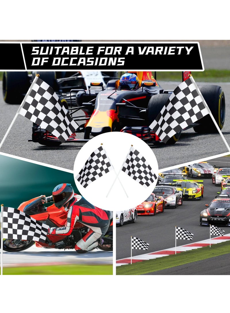 SOLARAE 60PCS Black and White Checkered Flags - Durable Polyester Handheld Flags with Plastic Sticks for Racing Events, Race Car Parties, and Sports Activities. Perfect for Celebrations and Competitions! - Image 3