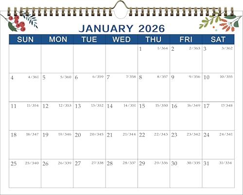 lucilynx Calendar 2026, 12 Months Wall Calendar from January to December 2026,12" x 8.5",Spiral Binding Hanging Wall Calendar, Perfect for Home or Office,Blue - Image 1