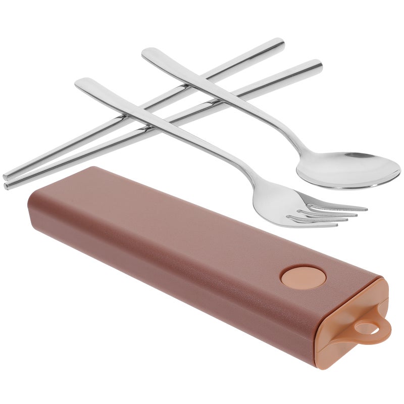 2 Sets Metal Tableware Set Fork Spoon Chopstick Outdoor Utensil Portable Tableware - Image 5