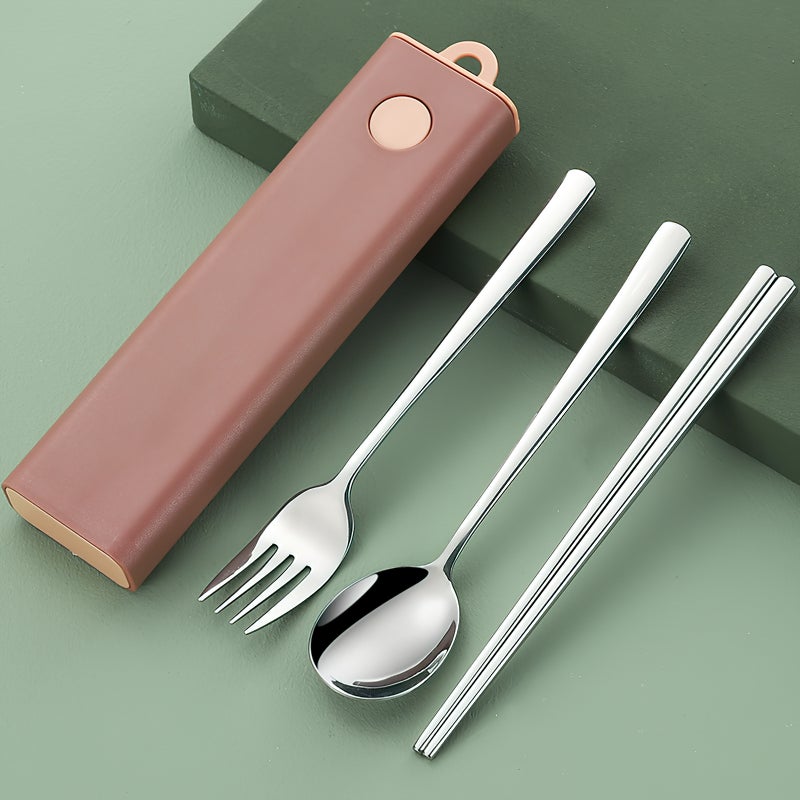 2 Sets Metal Tableware Set Fork Spoon Chopstick Outdoor Utensil Portable Tableware - Image 2