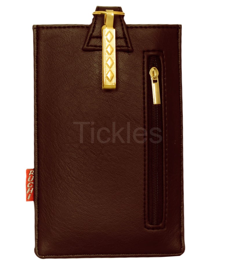 Tickles Fancy Artificial Leather Mobile Pouch with Waist Clip Saree Hook for Women Married Girls (Color: Golden) (Suitable for Mobile Sizes: Below 6.5 Inches) - Image 2