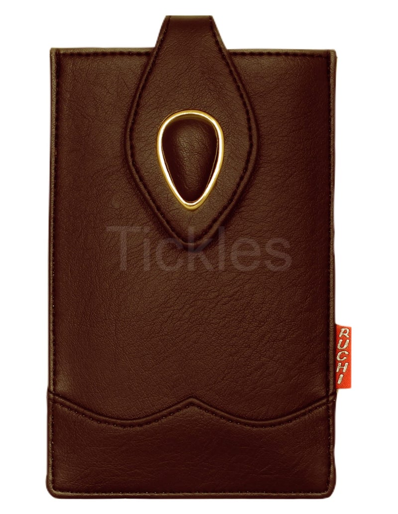 Tickles Fancy Artificial Leather Mobile Pouch with Waist Clip Saree Hook for Women Married Girls (Color: Golden) (Suitable for Mobile Sizes: Below 6.5 Inches) - Image 1