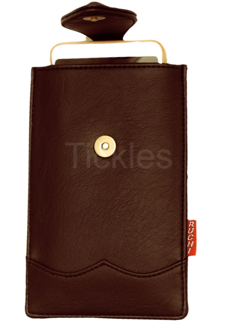 Tickles Fancy Artificial Leather Mobile Pouch with Waist Clip Saree Hook for Women Married Girls (Color: Golden) (Suitable for Mobile Sizes: Below 6.5 Inches) - Image 3