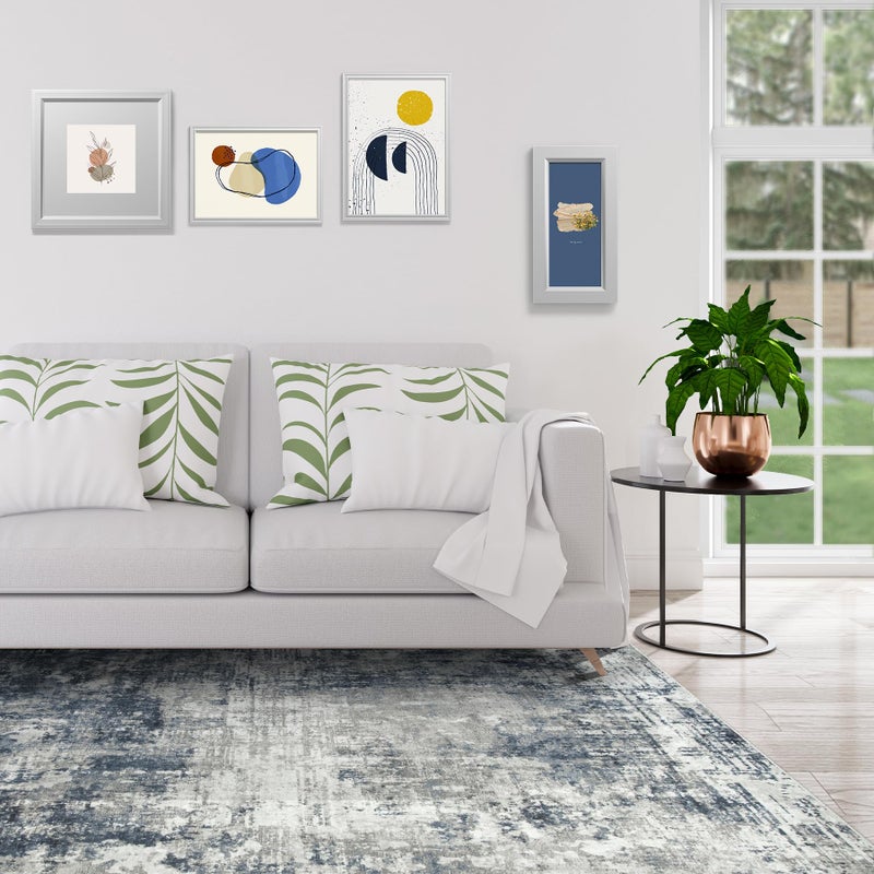 Aelenmu 8x10 Area Rugs for Living Room Rug Washable: Modern Large Rug for Dining Room Bedroom Carpet Non Slip 8 by 10 Indoor Abstract Nursery Home Office Blue Grey - Image 3