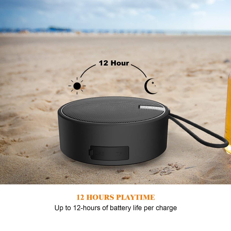 INSMY C12 IPX7 Waterproof Shower Bluetooth Speaker, Portable Small Speaker, Speakers Bluetooth Wireless Loud Clear Sound Support TF Card Suction Cup for Kayak Canoe Beach Gift (Black) - Image 5