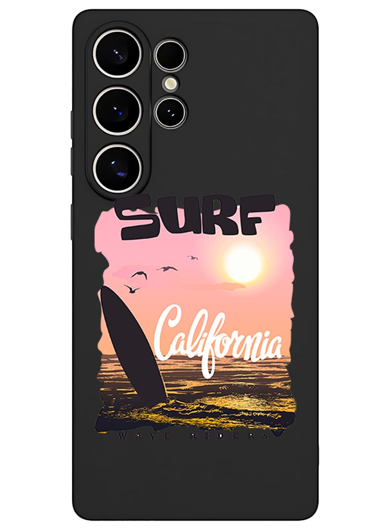 Theodor Protective Slim Fit Case Liquid Silicone Cover with Full Body Protection Anti-Scratch Shockproof Case For Samsung Galaxy S25 Ultra (Black) - Surf California - Image 1