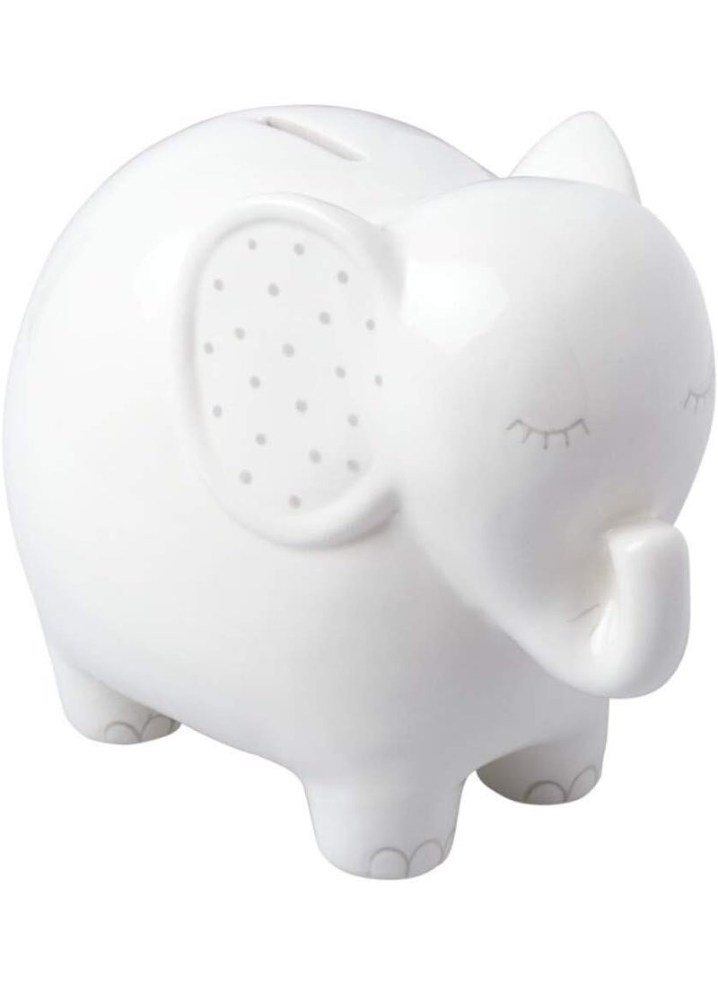 pearhead Pearhead Ceramic Elephant Bank GenderNeutral Baby Boy or Baby Girl Nursery Dcor Money Bank Baby Keepsake White  - Image 1