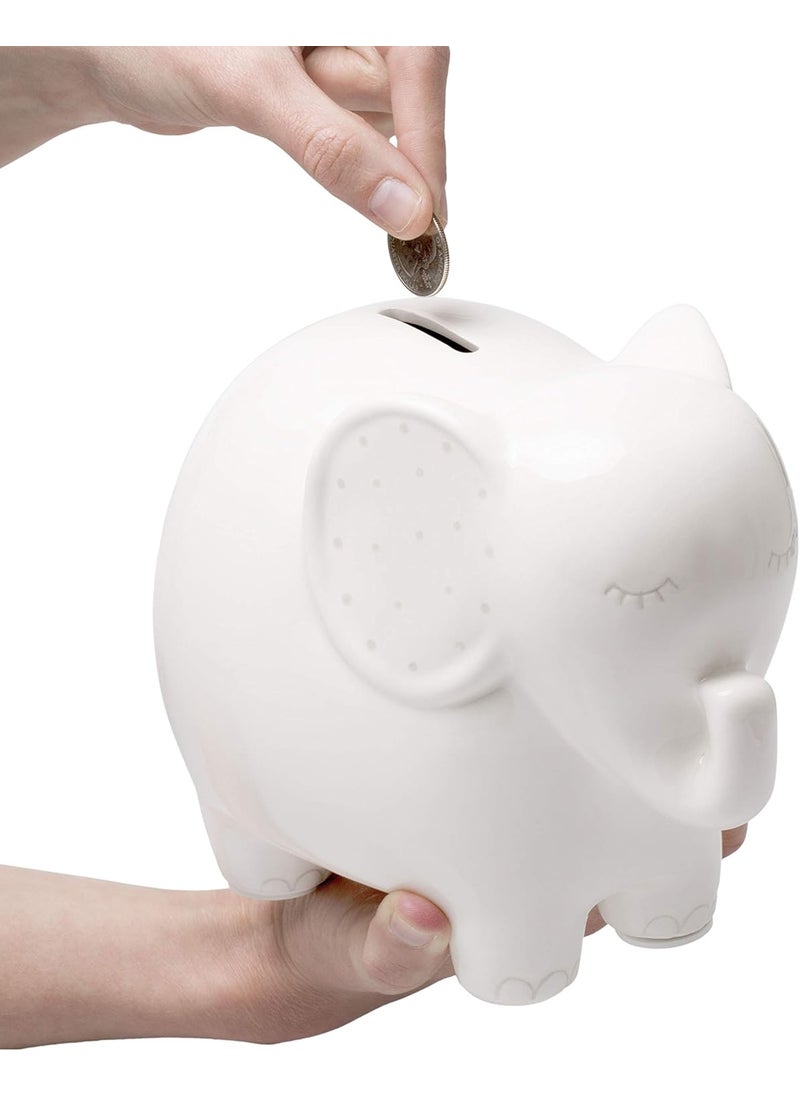 pearhead Pearhead Ceramic Elephant Bank GenderNeutral Baby Boy or Baby Girl Nursery Dcor Money Bank Baby Keepsake White  - Image 4