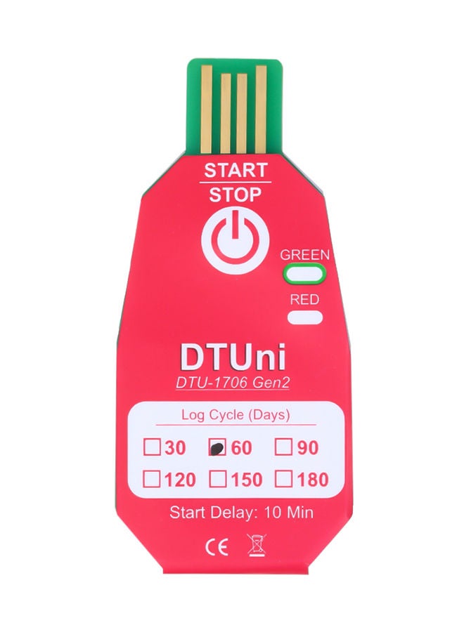 NIBEMINENT Waterproof PDF Disposable Temperature Data Logger Cold Chain Thermometer Recorder For Biological/Medicine Chemical Industry Rose Red - Image 1