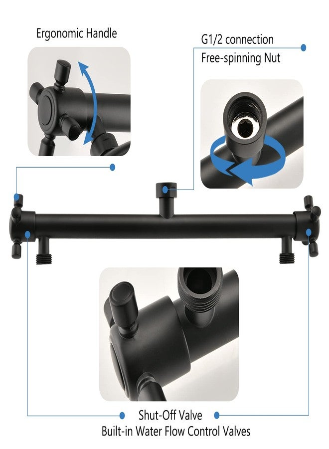 Proox Double Shower Head with Built-in Valve, High Pressure 6 Setting Dual Shower Head Design for Couple on Walk-in Bathroom or Single on Bathtub Bathroom - Matte Black - Image 3