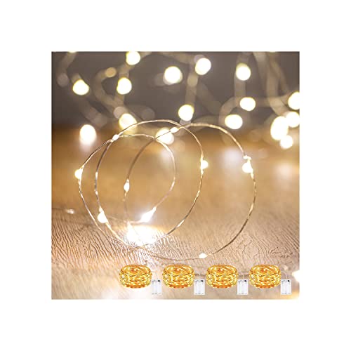 String LightsWaterproof LED String Lights Fairy String Lights Starry Battery Operated String Lights for IndoorOutdoor Decoration Wedding Home Parties Christmas Holiday Warm White 10Ft4pc