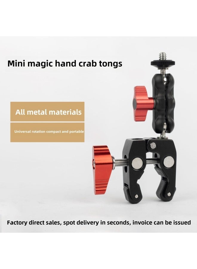 Generic Double Ball Head Universal Bracket SLR Camera Monitor Magic Handle Strange Hand Hot Boot Bracket Pea Clip Strange Hand-Color:Metal Clamp Set - Image 1