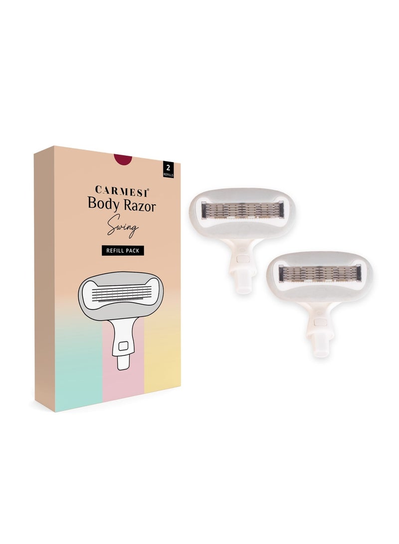 Carmesi Women Body Hair Removal Razor - Painless & Hassle Free Shave - 2 Way Pivot - Aloe Vera Vit E - Smooth 5-Blade Precision - Safe Hygienic - Travel Friendly - Pack of 2 - Image 1