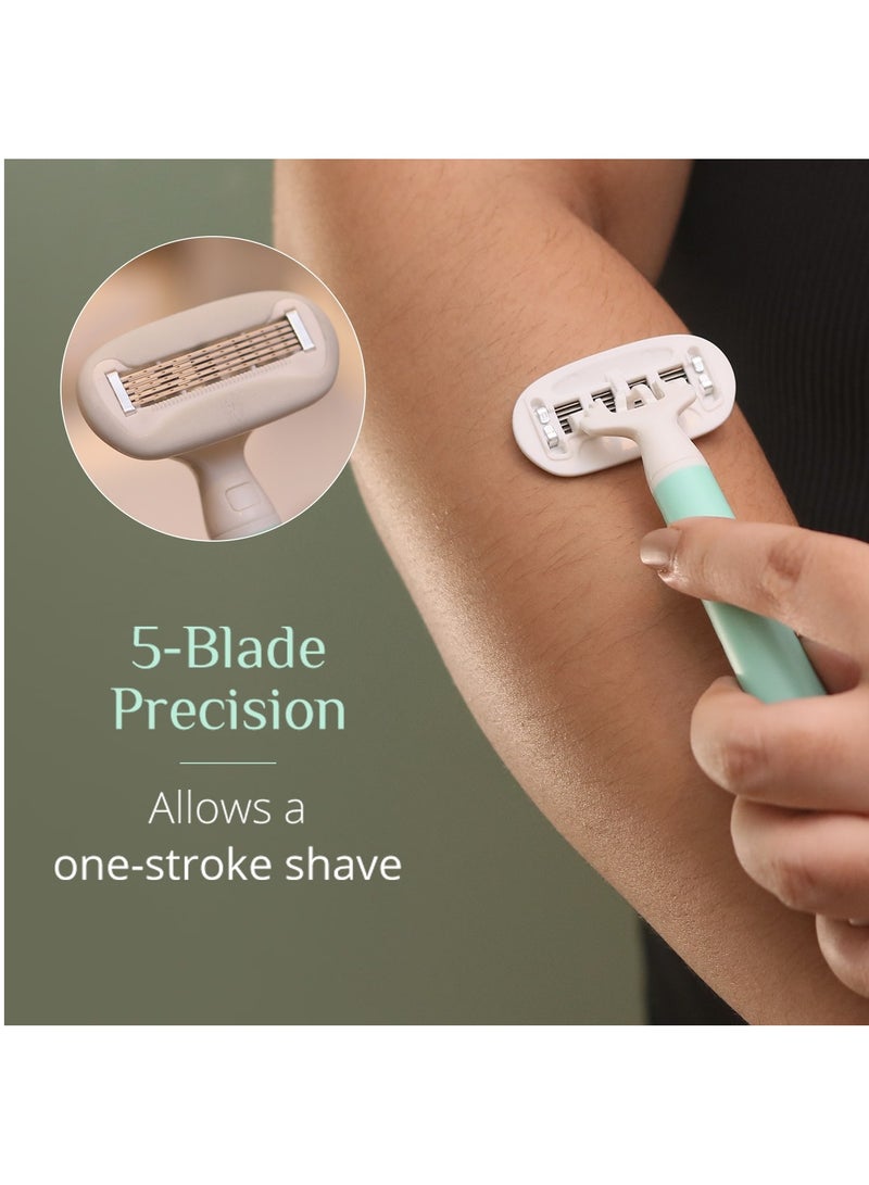Carmesi Women Body Hair Removal Razor - Painless & Hassle Free Shave - 2 Way Pivot - Aloe Vera Vit E - Smooth 5-Blade Precision - Safe Hygienic - Travel Friendly - Pack of 2 - Image 5