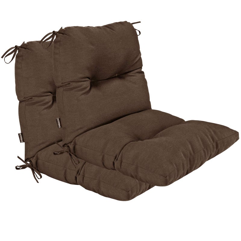 BOSSIMA Outdoor Indoor High Back Chair Tufted Thick Cushions Comfort Replacement Patio Seating Cushions Set of 2 CoffeeChocolate