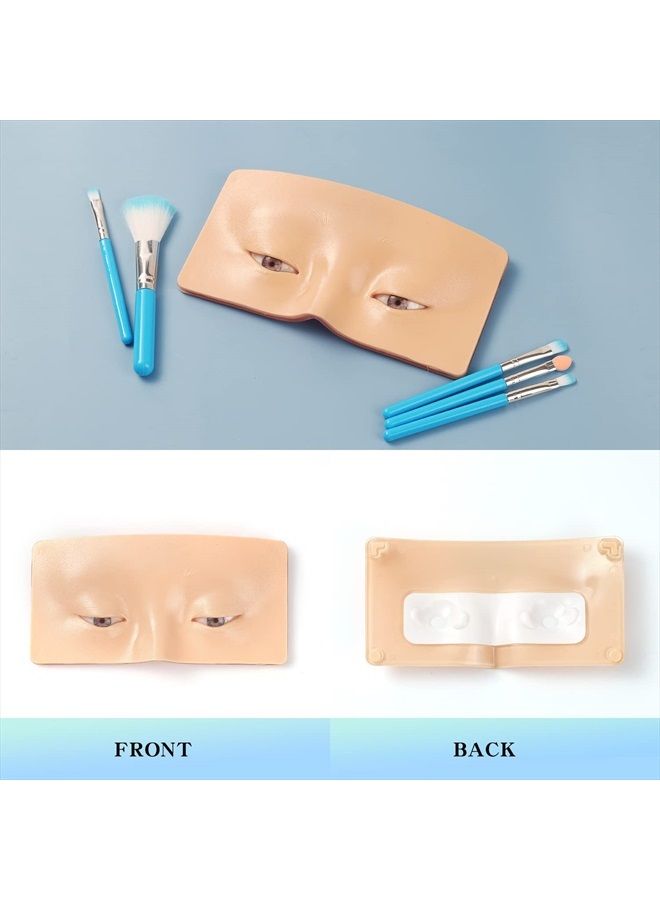 Bueuo Makeup Practice Face Board, 3D Reusable Silicone Makeup Mannequin Face with 5PCS Makeup Brush, Eye Makeup Practice Face for Makeup Beginner or Professional Enthusiasts - Image 2