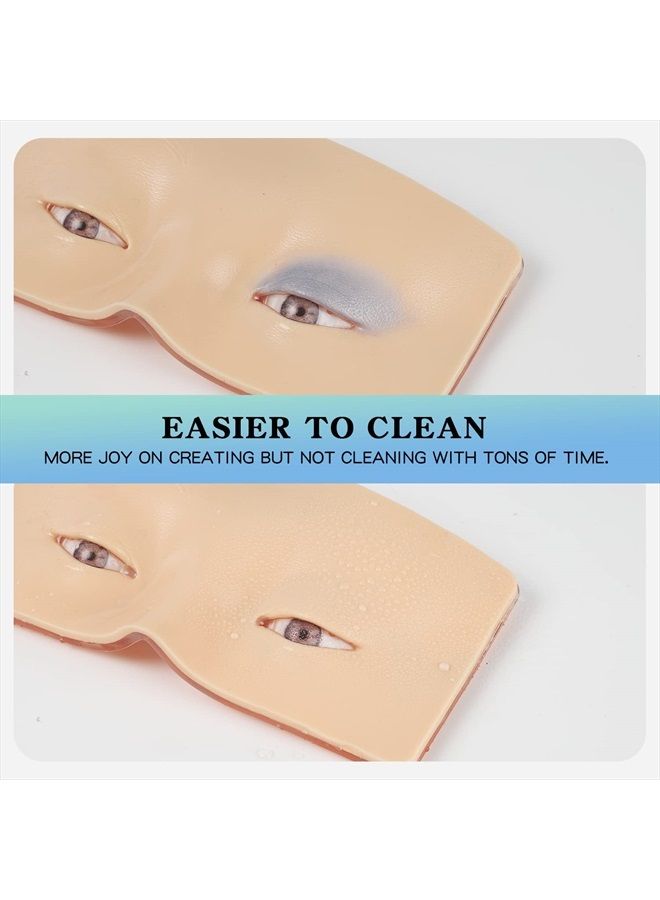 Bueuo Makeup Practice Face Board, 3D Reusable Silicone Makeup Mannequin Face with 5PCS Makeup Brush, Eye Makeup Practice Face for Makeup Beginner or Professional Enthusiasts - Image 4