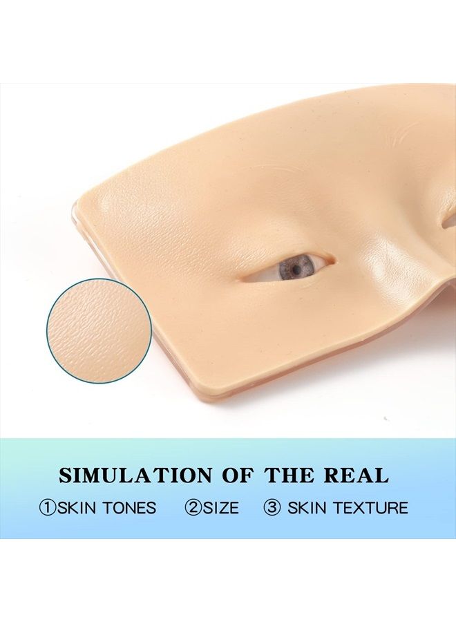 Bueuo Makeup Practice Face Board, 3D Reusable Silicone Makeup Mannequin Face with 5PCS Makeup Brush, Eye Makeup Practice Face for Makeup Beginner or Professional Enthusiasts - Image 3