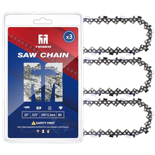 TM TWOMEM 3 Pack 20 Inch Chainsaw Chain 80 Drive Links .325" Pitch .050" Gauge Fits Husqvarna 450 (Rancher), 545 (Rancher), 550 (XP), JONSERED 2050, 2050 Turbo MAKITA EA5600F, and More - Image 1
