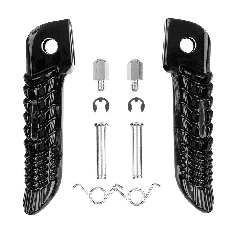 Generic TCMI HDMT Motorcycle Black Front Foot pegs Footrests Bracket Set For Suzuki GSXR600 GSXR 750 2001-2018 and Suzuki GSXR1000 2001-2017  - Image 1
