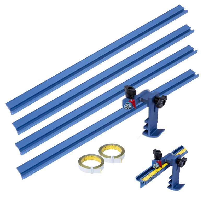 POWERTEC Miter Saw Fence for Miter Saw Drill Press Radial Arm Saw Includes T Track Stop Kit Tape Measures and T Track Fence Cap T Track Accessories for Woodworking 71742