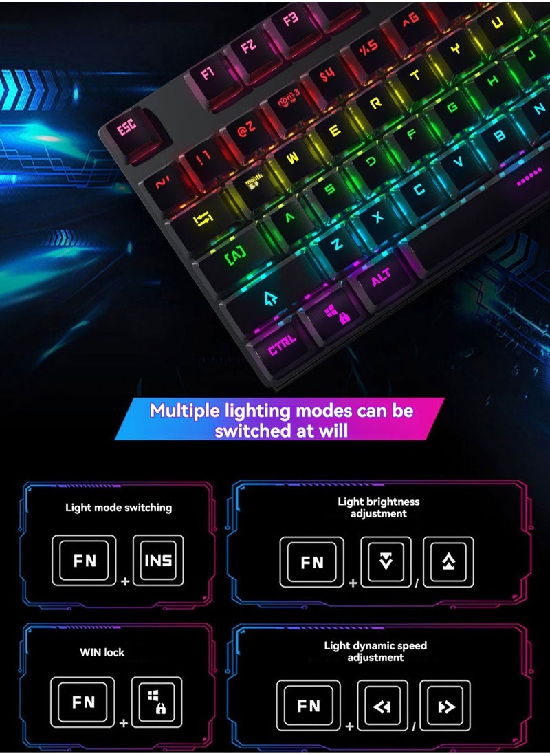 Generic - Wired Mechanical Keyboard RGB Luminous Backlight 104 Keys Keyboard Suitable For Gaming,E-Sports,Study,Work (WhiteBlue) - Image 1