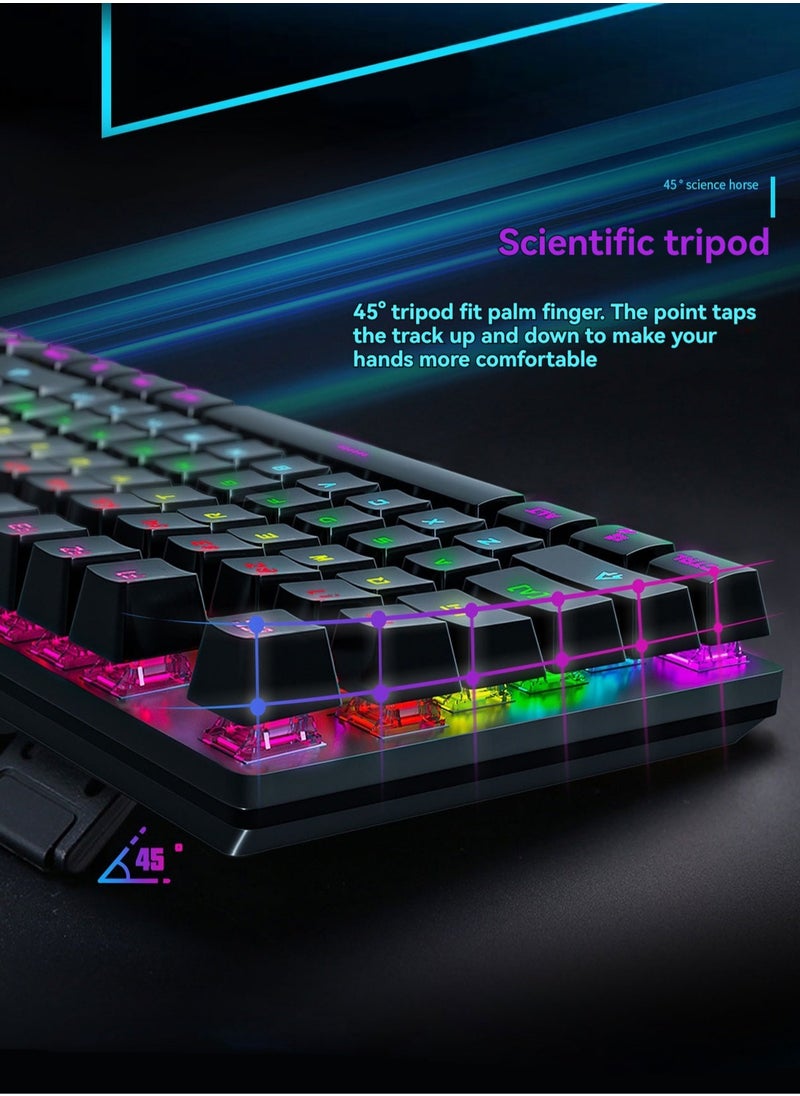 Generic - Wired Mechanical Keyboard RGB Luminous Backlight 104 Keys Keyboard Suitable For Gaming,E-Sports,Study,Work (WhiteBlue) - Image 1
