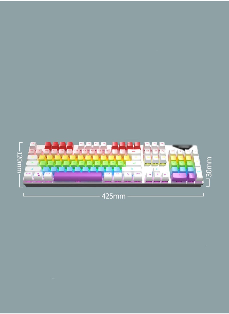 Generic - Wired Mechanical Keyboard RGB Luminous Backlight 104 Keys Keyboard Suitable For Gaming,E-Sports,Study,Work (WhiteBlue) - Image 1