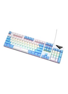 Wired Mechanical Keyboard RGB Luminous Backlight 104 Keys Keyboard Suitable For Gaming,E-Sports,Study,Work (WhiteBlue)