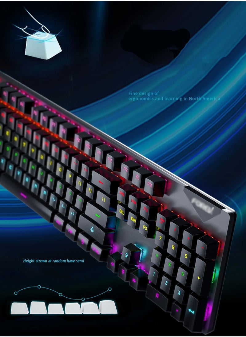 Generic - Wired Mechanical Keyboard RGB Luminous Backlight 104 Keys Keyboard Suitable For Gaming,E-Sports,Study,Work (WhiteBlue) - Image 1