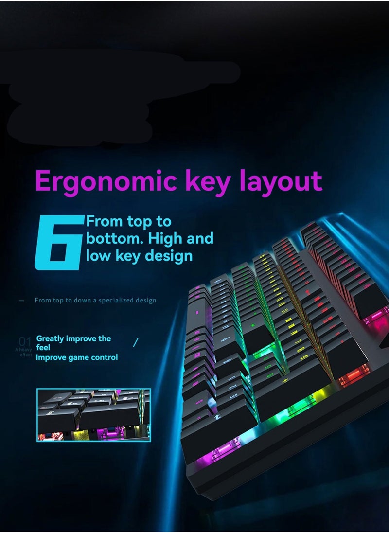 Generic - Wired Mechanical Keyboard RGB Luminous Backlight 104 Keys Keyboard Suitable For Gaming,E-Sports,Study,Work (WhiteBlue) - Image 1