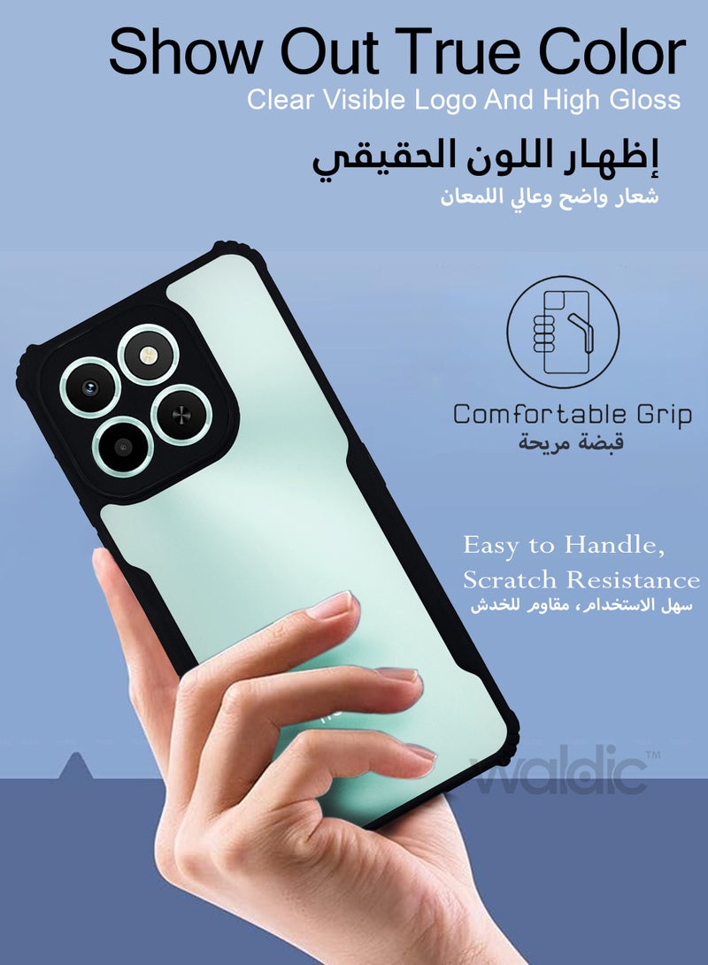 ولديك جراب فاخر لهاتف Honor X6C | غطاء سيليكون فاخر مصمم خصيصًا لهاتف Honor X6C | جراب خلفي رفيع واقٍ لحماية الكاميرا والسقوط لهاتف Honor X6C - شفاف/أسود - Image 4