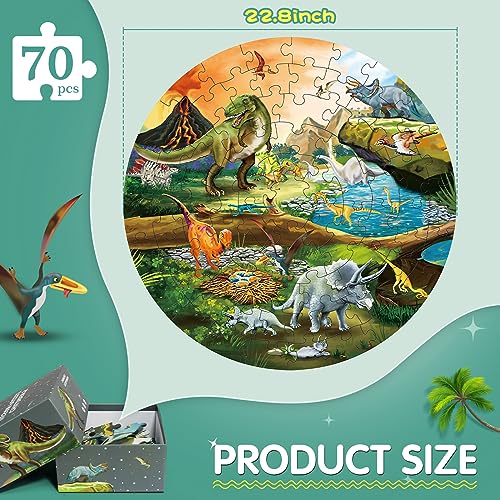 DIGOBAY Floor Puzzles for Kids Ages 38 70 Piece Dinosaur Jigsaw Puzzle for Kids Ages 3 Year Old Large Round Toddler Puzzles Preschool Learning Educational Toys Gift for Boys Girls Tyrannosaurus - Image 5