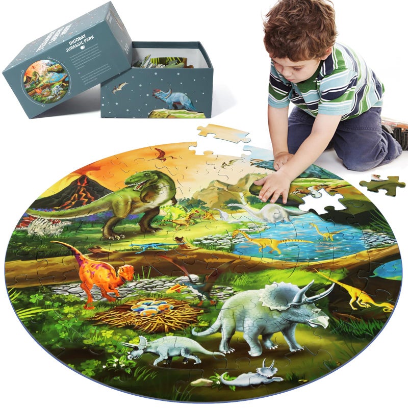 DIGOBAY Floor Puzzles for Kids Ages 38 70 Piece Dinosaur Jigsaw Puzzle for Kids Ages 3 Year Old Large Round Toddler Puzzles Preschool Learning Educational Toys Gift for Boys Girls Tyrannosaurus - Image 3