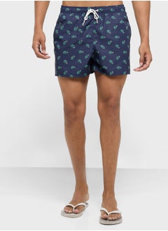 LACOSTE Crocodile Print Swim Trunks  - Image 1