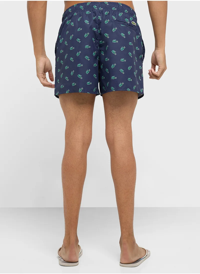 لاكوست Crocodile Print Swim Trunks