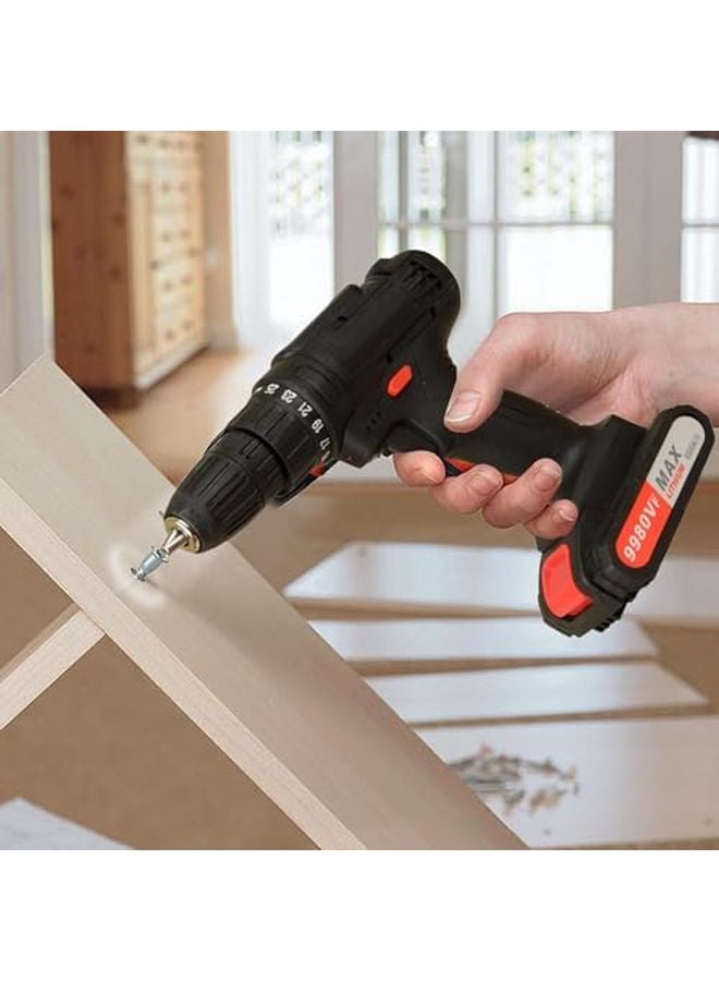 مجموعة مثقاب لاسلكي 12 فولت مع بطارية وسرعة قابلة للتعديل لإصلاح المنزل وحفر الجدران وأعمال DIY - Image 5
