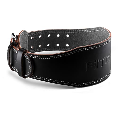 Fitgriff® Classic Weight Lifting Belt (100% Leather) for Men and Women - Gym Belt for Squats, Deadlift, Back Support (S, Black (4 inch)) - Image 1