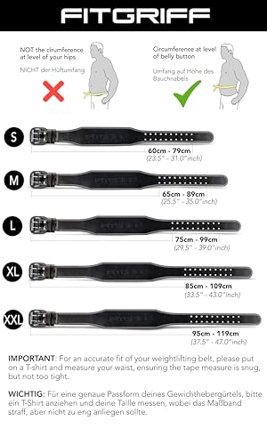 Fitgriff® Classic Weight Lifting Belt (100% Leather) for Men and Women - Gym Belt for Squats, Deadlift, Back Support (S, Black (4 inch)) - Image 5